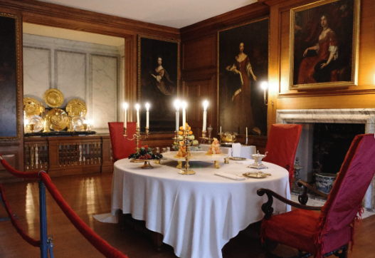 A dining room laid in period style